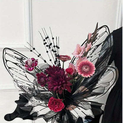 40pcs Transparent Crystal Butterfly Wrapping Paper | Floral Bouquet Packaging Material