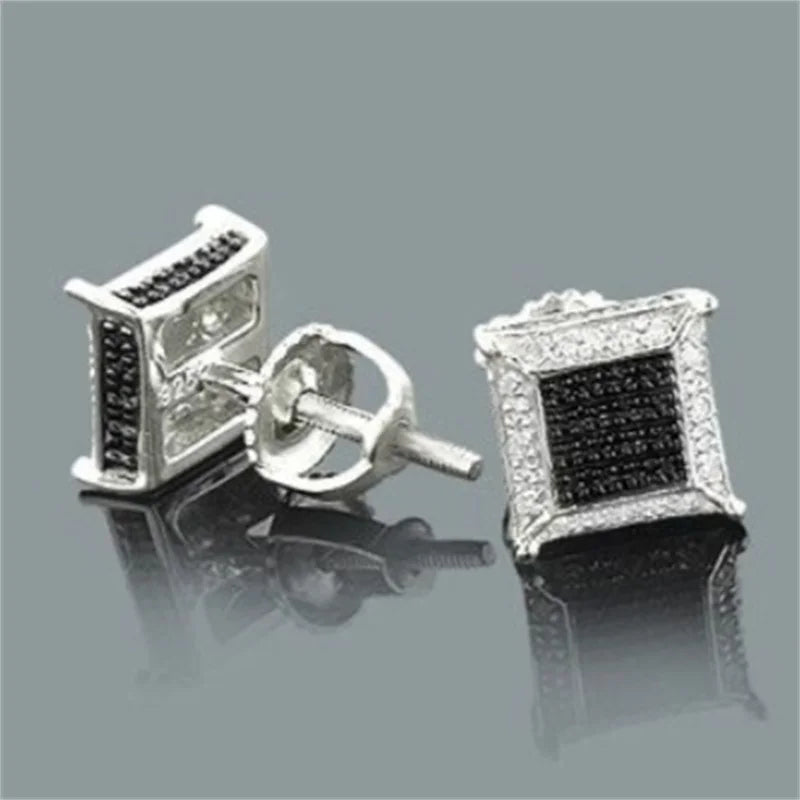 Square Cubic Zirconia Stud Earrings | Vintage Style for Women and Men