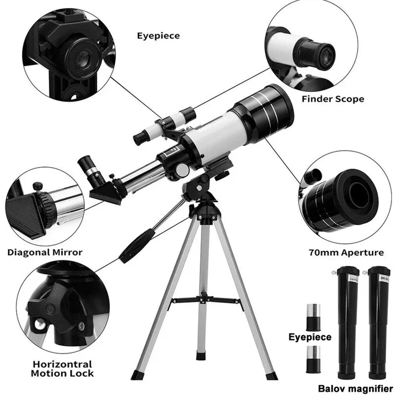 Professional Astronomical Telescope 150X Zoom F30070 HD Moon Viewing Beginner Stargazing