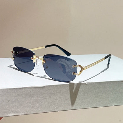 Rimless Square Sunglasses | Vintage Gradient UV400 Shades