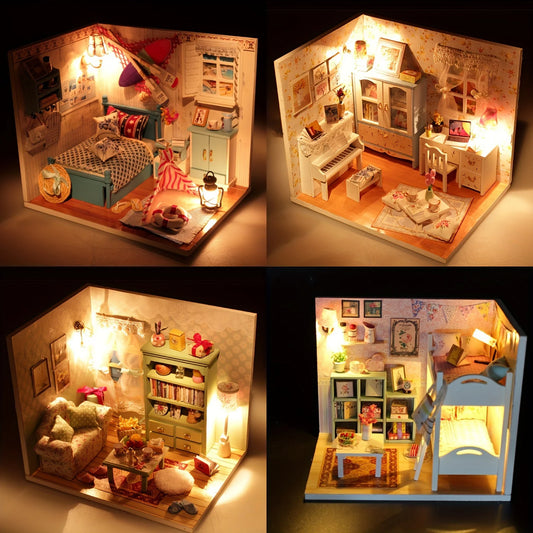 Kit de Maquette Maison en Bois DIY Créatif - Chalet Miniature Fait Main, Idée Cadeau Parfaite pour Noël et le Black Friday