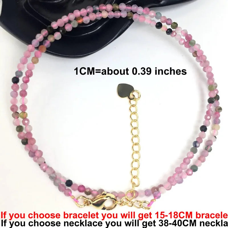 Faceted Gemstone Beaded Necklace and Bracelet Set | Natural Crystal Choker Jewelry for Men and Women