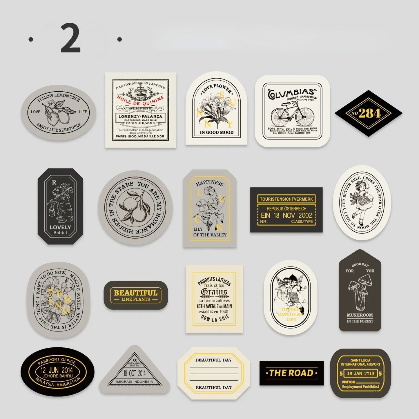 Vintage Label Stickers for DIY Crafts | 40-Piece Retro Collection