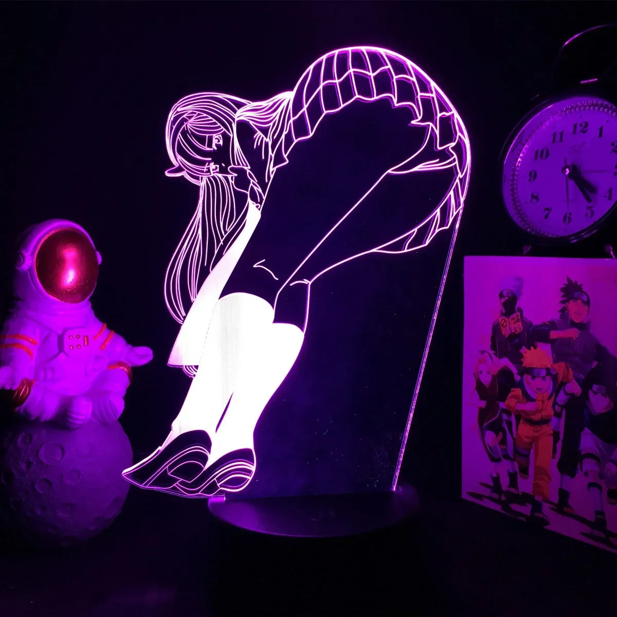 3D Anime Girl LED Night Light 16 Color Illusion Bedside Bedroom Table Lamp