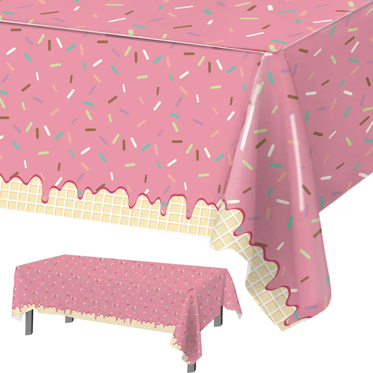 Nappe jetable beignet rose Housse de table beignet Filles 1er anniversaire Décoration Fête d'anniversaire enfants Fournitures de mariage Baby Shower