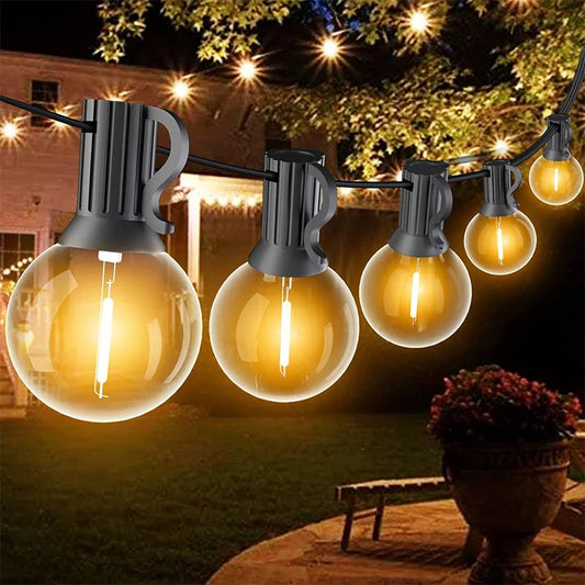 Guirlande lumineuse solaire G40, 8 modes, ampoules sphériques, étanche, pour terrasse et jardin