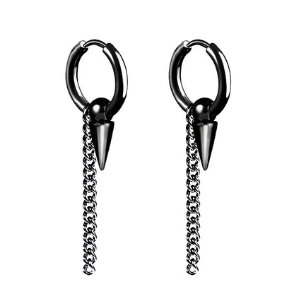 Vintage Punk Stainless Steel Stud Earrings for Men Women | 1 Pair Black Earrings Set
