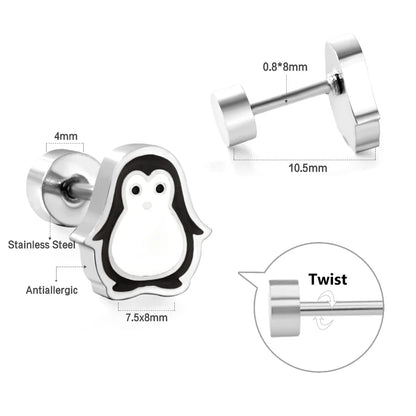 Cute Acrylic Animal Stud Earrings | Surgical Steel Hypoallergenic Earrings for Women and Girls