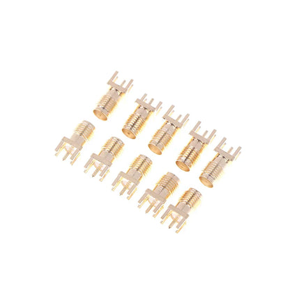 SMA Female Jack PCB Edge Mount Solder Adapter Connector | 10-Pack Gold Plated RF Coaxial