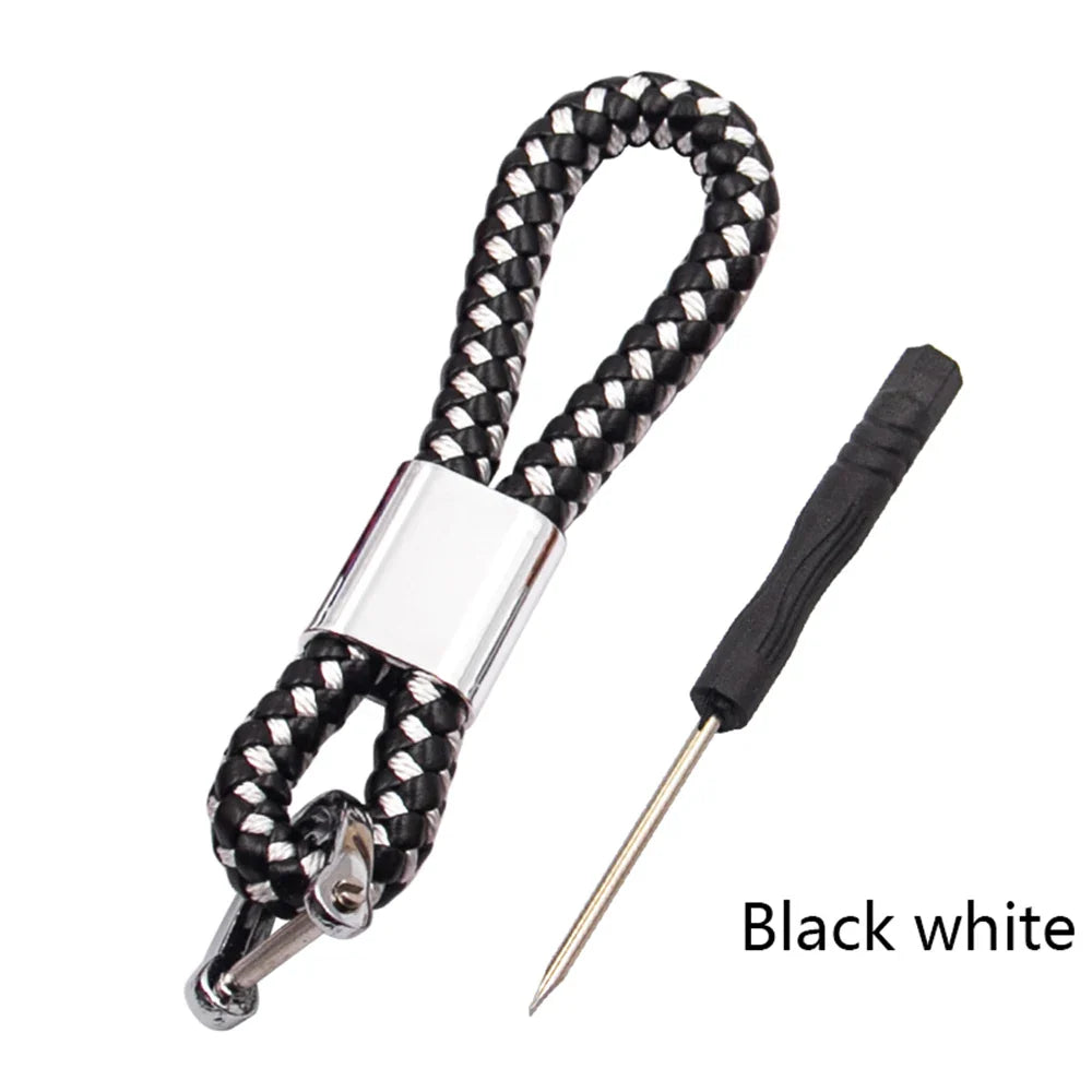 Handwoven Leather Car Keychain | Retro Horseshoe Buckle Key Ring