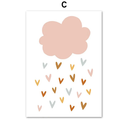 Kawaii Angel Girls Rabbit Sun Rainbow Cloud Cartoon Children Posters Canvas Painting Wall Art Print Picture Baby Kids Room Decor