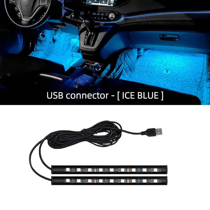 Neon 18 LED Car Interior Ambient Foot Light | USB Auto Atmosphere Decorative Lamp