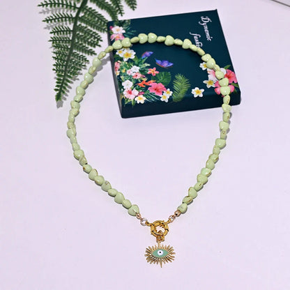 Heart Choker Necklace with Colorful Beads | Bohemian Eye Pendant Set for Women