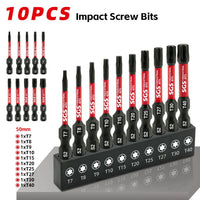 10-Piece Magnetic Star-Shaped Bit Set | Professional S2 Alloy Steel Torx Screwdriver Bits for Impact Drills