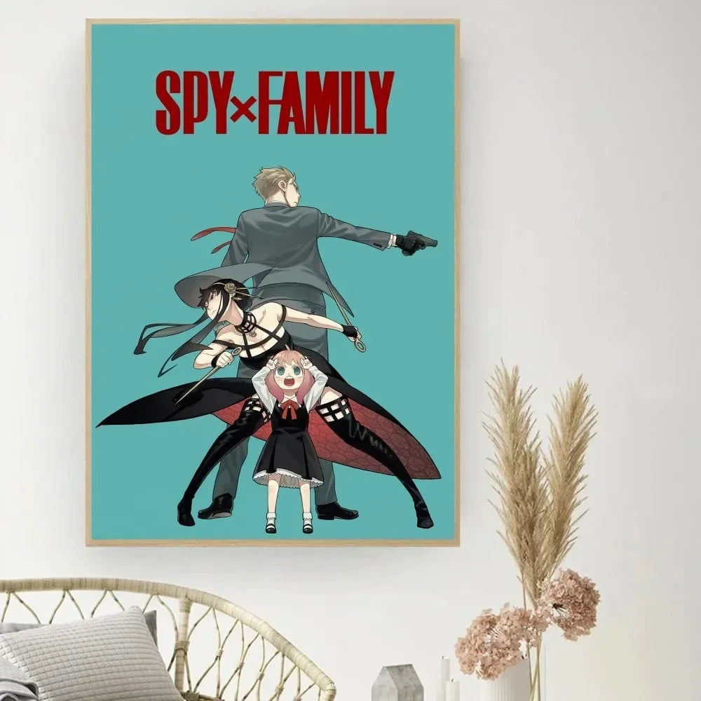 Lienzo clásico retro, anime "Spy X Family", póster impreso en HD, pintura decorativa para el hogar, sala de estar, dormitorio