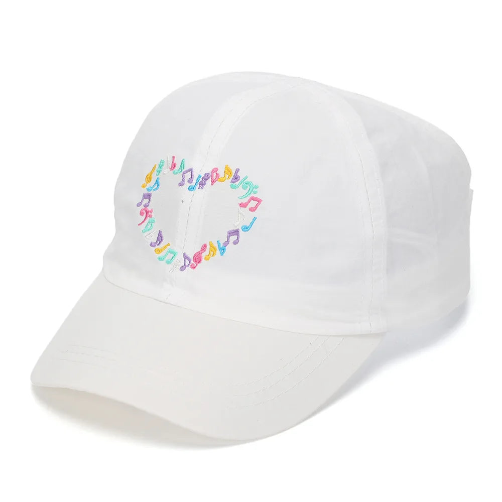 Embroidery Heart Children Baseball Cap for Girls | Ponytail Friendly Sun Hat