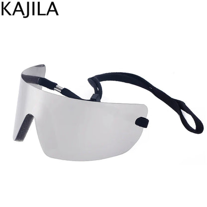 Oversized Punk Rimless Sunglasses | Y2K UV400 Mirror Lens Shades