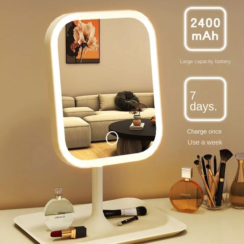 LED Makeup Vanity Mirror with 3 Color Lights – Touch Control for Bedroom & Desk