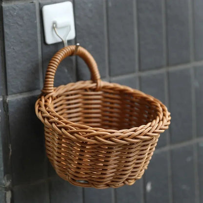 Cesta de pared para verduras, frutas y artículos varios, cesta de almacenamiento tejida, almacenamiento de cocina, decoración del hogar