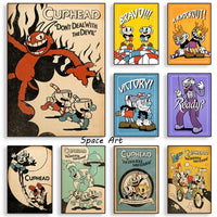 Classic Retro Wall Art Game Anime Cuphead Cartoon Characters HD Canvas Printed Poster Home Living Room Bedroom Decoration