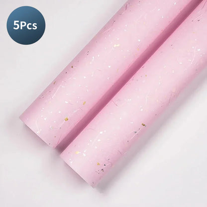 Floral Wrapping Paper Set | 5 Sheets with Gold and Silver Sparkles