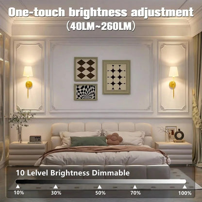 Wireless Rechargeable Wall Lamp Dimmable LED Battery Light with Remote Control