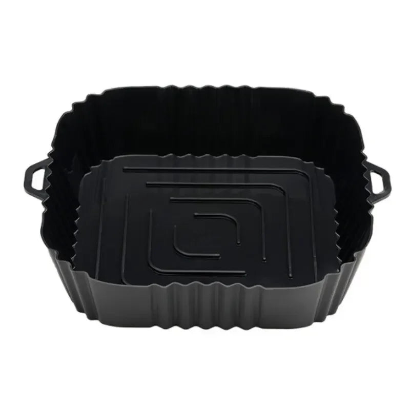 1PC Air Fryer Oven Baking Tray Silicone Tray Fried Chicken Pizza Mat Oilless Silicone Pan Air Fryer Accessories