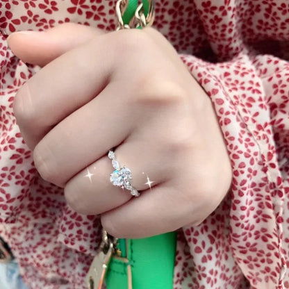 925 Sterling Silver Zircon Ring | Classic Oval Wedding Band for Women