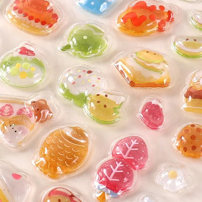 6-Style Japanese 3D Cute Stickers | Crystal Embossed Design for DIY Crafts
