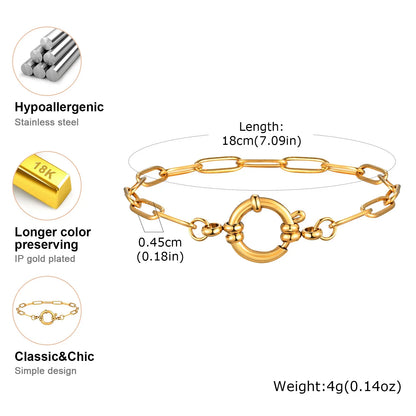 Vnox Square Chain Bracelet | Gold Stainless Steel Round Bubble Link Jewelry for Women