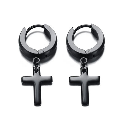 Stainless Steel Cross Earrings for Men | Religious Stud Earrings