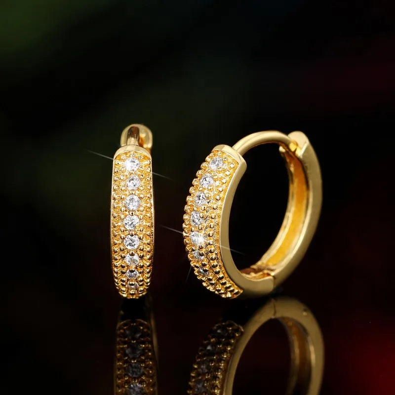 Shiny White Zircon Hoop Earrings | Simple Daily Wear for Women and Men
