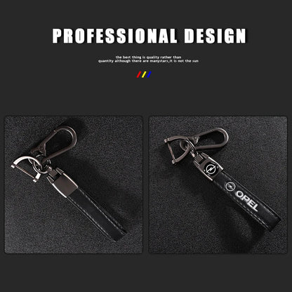 Opel Leather Keychain | Embroidered Car Emblem Key Ring