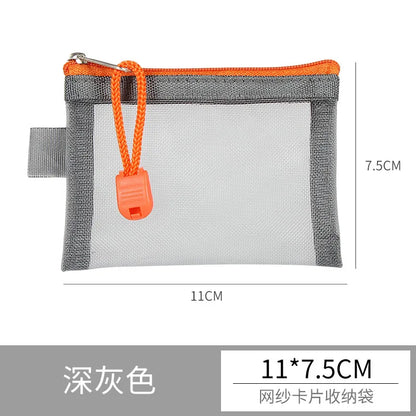 Mini Transparent Mesh Zipper Card Storage Bag | Portable Nylon Coin Purse