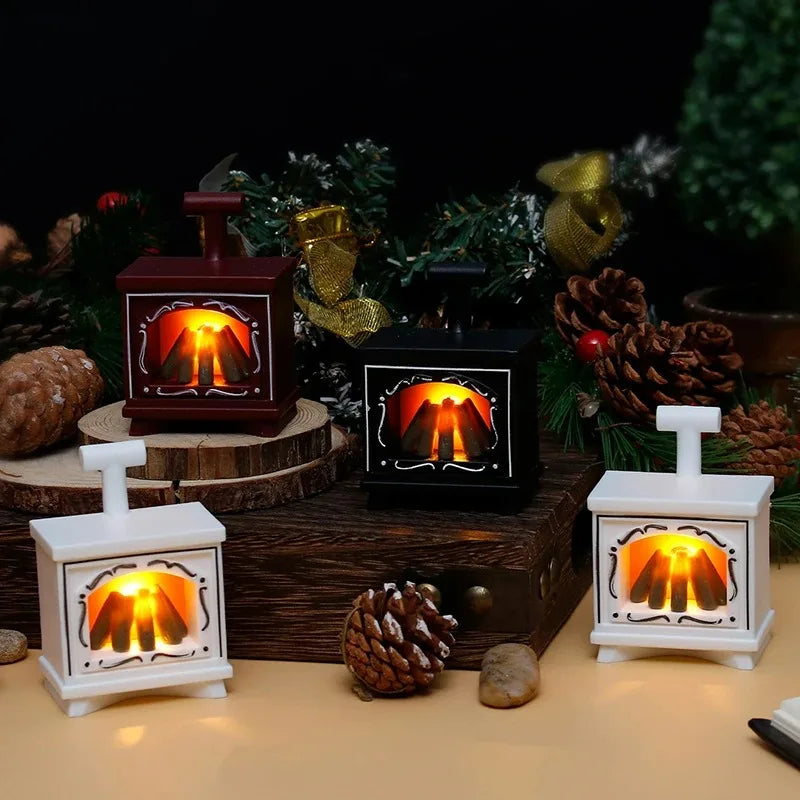 Mini chimenea LED para casa de muñecas, estufa brillante, modelo de casa, muebles, cocina, escena de la vida, juguetes, luz de noche para dormitorio y mesita de noche