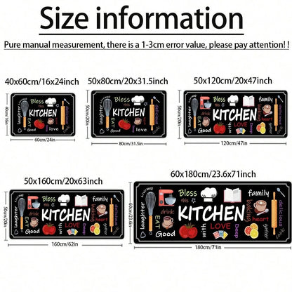 VIKAMA 1/2 pcs Kitchen Printed Floor Mat, Durable and Wear-Resistant, Home Kitchen Floor Mat, Laundry Room Carpet, Home Decor