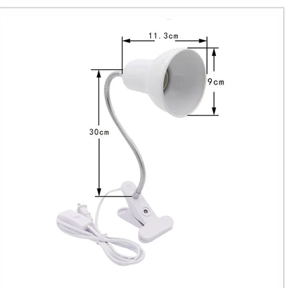 E27 Clip Desk Lamp Adjustable Gooseneck Clamp Light for Bedside Bookshelf