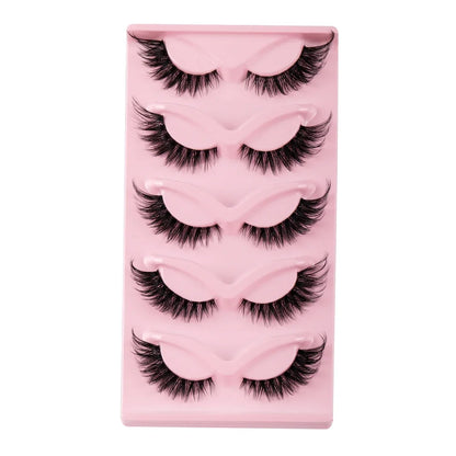 5 Pairs Cat Eye Lashes Fake Eyelashes | Natural Long Manga Winged End Lashes
