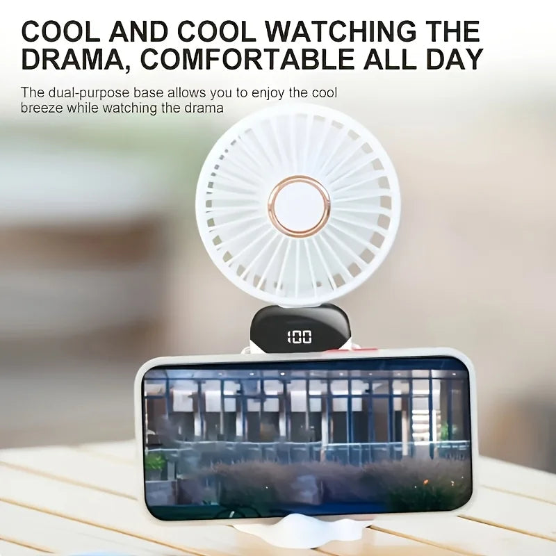 Compact Mini Fan | Small Desk Fan with 6-Speed Settings | USB Rechargeable for Ultimate Portability and Comfort