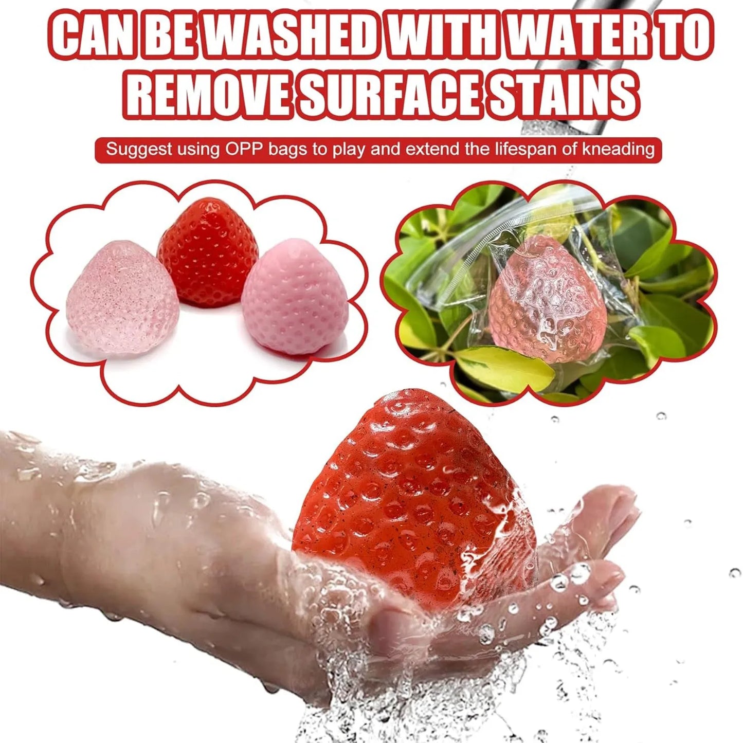 Strawberry Squishy Stress Toy – Soft TPR Squeeze Fidget