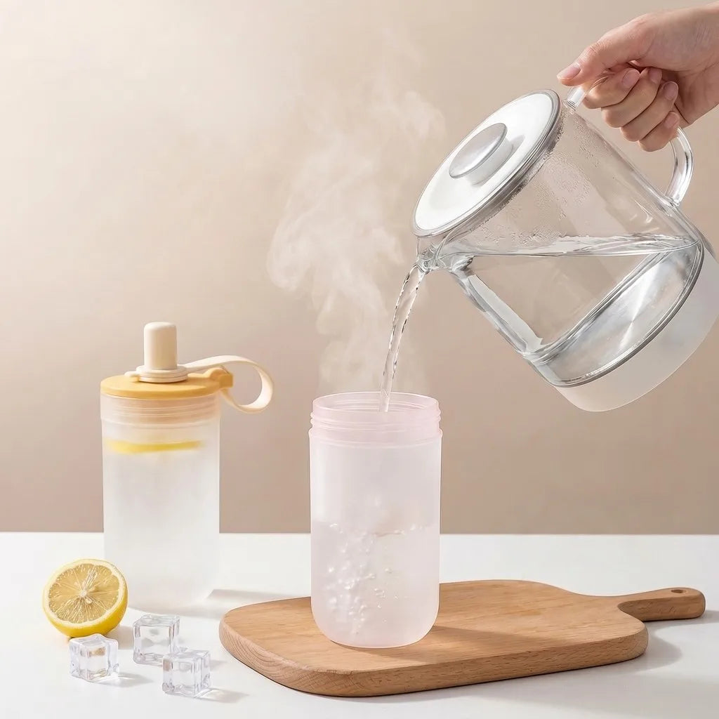 Clear Plastic Reusable Travel Mug | Leak-Proof Cup with Straw and Handle