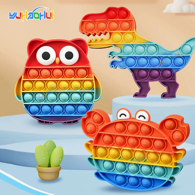 Rainbow Pop Push Bubble Fidget Toy | Sensory Stress Relief for Kids and Adults