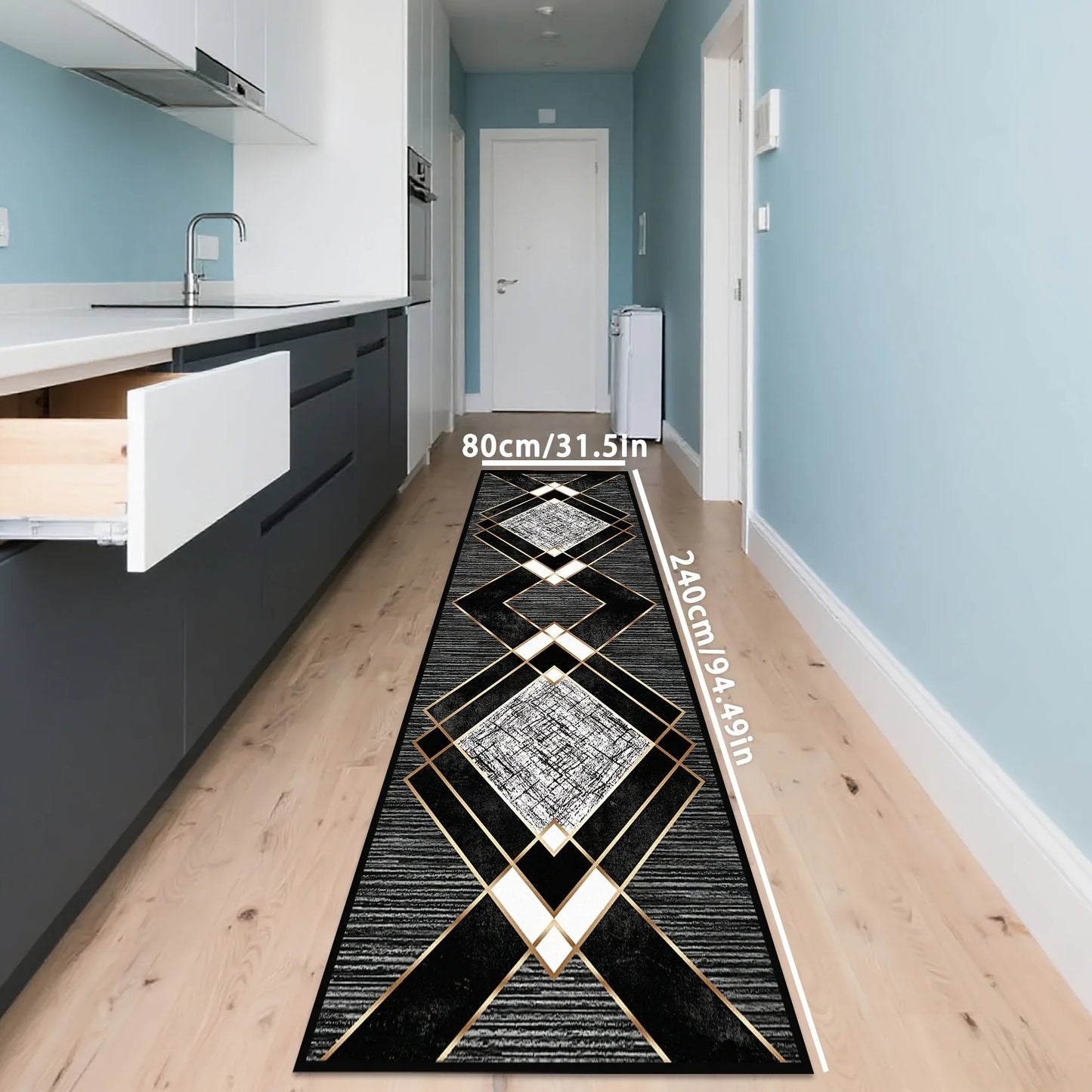 VIKAMA Black Skull Carpet Halloween Decoration Gothic Style  Large Area Rugs Balcony Hallway Rug Kitchen Floor Rug Doormat