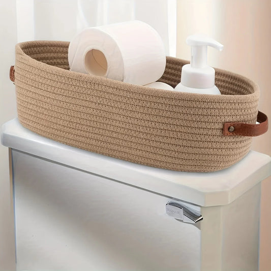 Cesta de almacenamiento ovalada de tela para baño, organizador de escritorio multifuncional, soporte para papel higiénico, cesta para guardar juguetes
