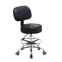 Swivel Rolling Stool PU Leather Height Adjustable Drafting Task Chair with Back
