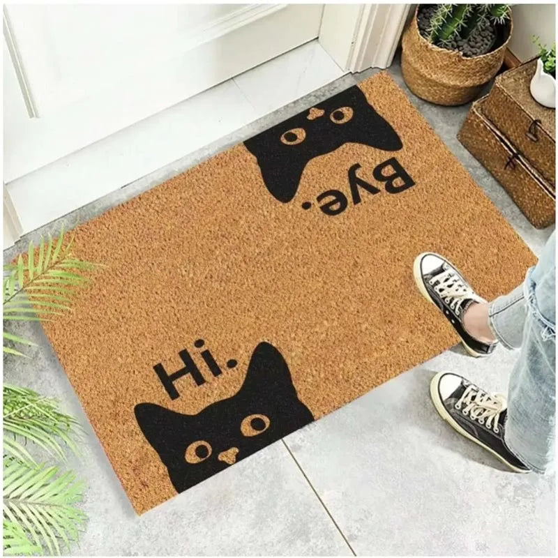 Tapis de porte d'entrée motif chat mignon, tapis de bienvenue, tapis de sol antidérapant pour salle de bain, cuisine, tapis lavable pour chambre à coucher, décoration d'intérieur, petit tapis