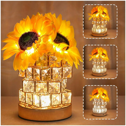 Sunflower LED Table Lamp | Rechargeable 3-Color Dimmable Touch Night Light Decor