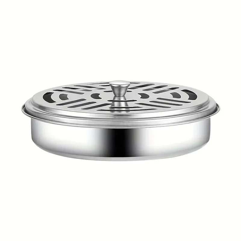 Stainless Steel Mosquito Coil Holder with Lid | Fireproof and Portable