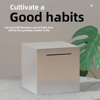 Stainless Steel Piggy Bank, a Student Internet Celebrity Savings Box That Only Allows Deposits, a Durable Metal Money Box.