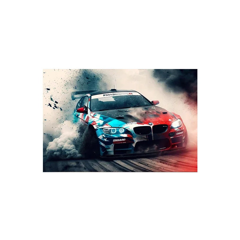 Voiture de sport E30, Graffiti de voiture de course de luxe, Art mural, Affiche imprimée sur toile HD, Décoration de maison, de salon, de chambre